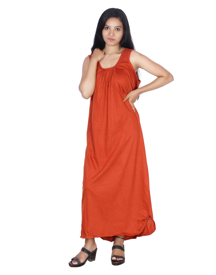 Womie Womens cotton long nighty Slips