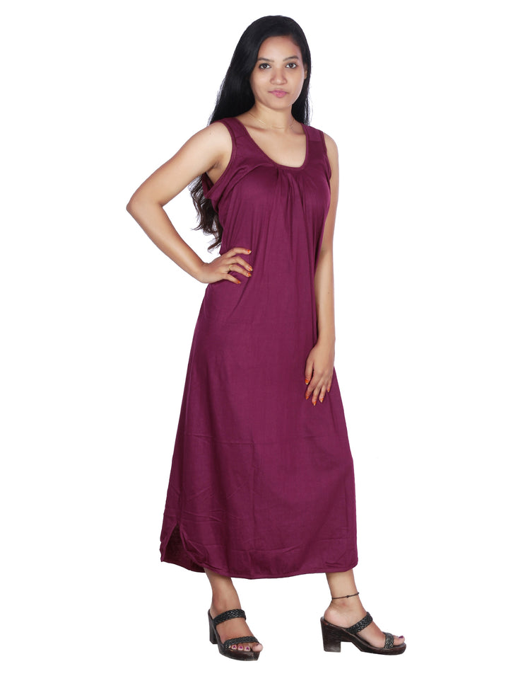 Womie Womens cotton long nighty Slips