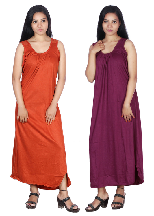 Womie Womens cotton long nighty Slips